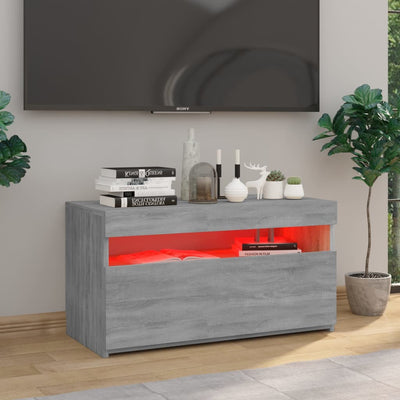 TV-taso LED-valoilla harmaa Sonoma 75x35x40 cm