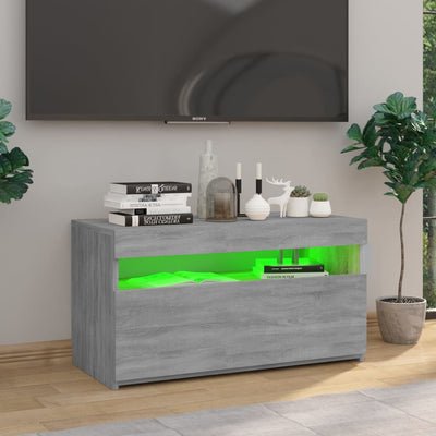 TV-taso LED-valoilla harmaa Sonoma 75x35x40 cm