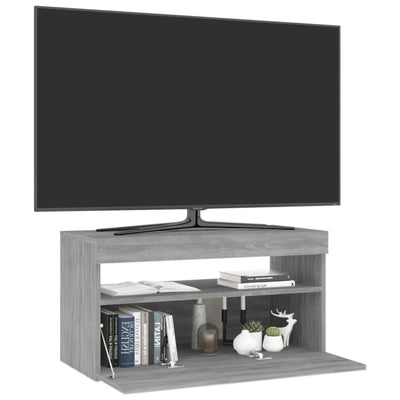 TV-taso LED-valoilla harmaa Sonoma 75x35x40 cm