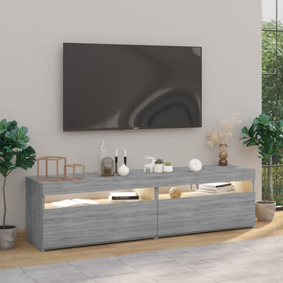 TV-taso LED-valoilla 2 kpl harmaa Sonoma 75x35x40 cm