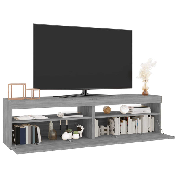 TV-taso LED-valoilla 2 kpl harmaa Sonoma 75x35x40 cm