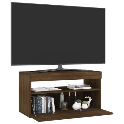 TV-taso LED-valoilla ruskea tammi 75x35x40 cm