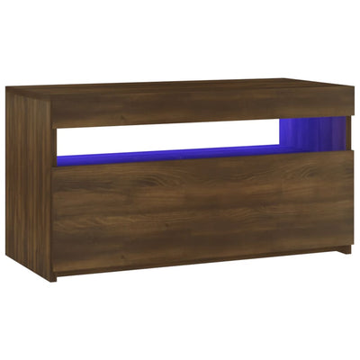 TV-taso LED-valoilla ruskea tammi 75x35x40 cm