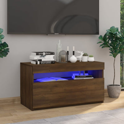 Ruskea tammi tv-taso led-valoilla Noela 75x35x40cm