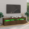 TV-taso LED-valoilla 2 kpl ruskea tammi 75x35x40 cm