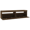 TV-taso LED-valoilla 2 kpl ruskea tammi 75x35x40 cm