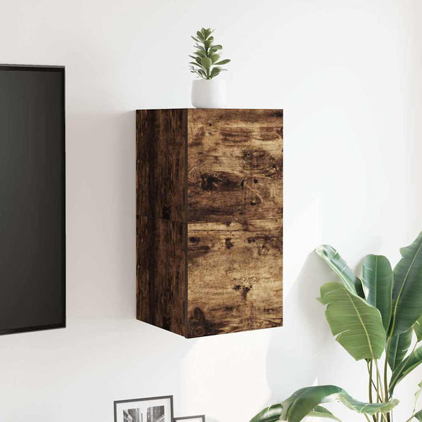 Seinäkiinnitettävät TV-kaapit 2 kpl savutammi 30,5x30x30 cm