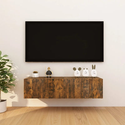 Seinäkiinnitettävä TV-kaapit 4 kpl savutammi 30,5x30x30 cm