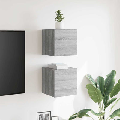Seinäkiinnitettävät TV-kaapit 2 kpl harmaa Sonoma 30,5x30x30 cm