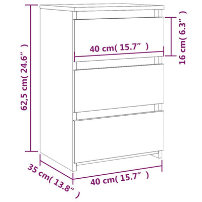 Yöpöydät 2 kpl ruskea tammi 40x35x62,5 cm tekninen puu