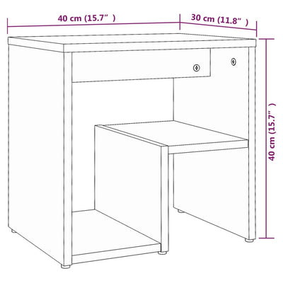 Yöpöydät 2 kpl ruskea tammi 40x30x40 cm tekninen puu
