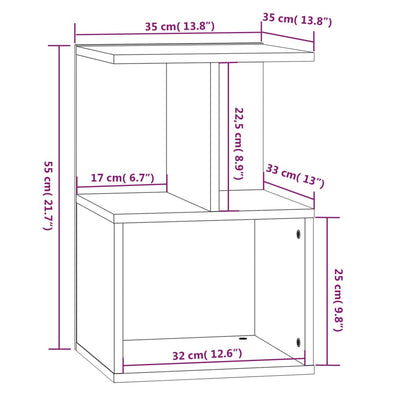 Yöpöydät 2 kpl ruskea tammi 35x35x55 cm tekninen puu