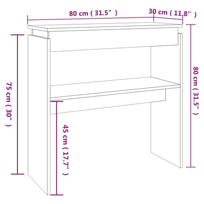 Konsolipöytä harmaa Sonoma 80x30x80 cm tekninen puu