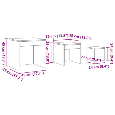 Harmaa sarjapöydät Mackenzie (3 kpl sonoma puinen)