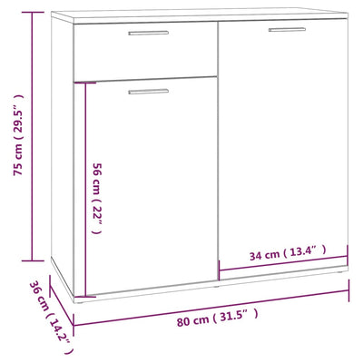 Senkki ruskea tammi 80x36x75 cm tekninen puu