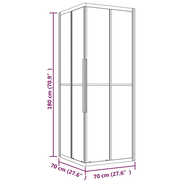 Suihkukaappi huurrettu ESG 70x70x180 cm musta