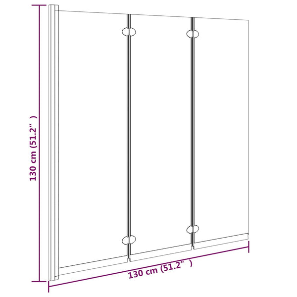Kokoontaittuva suihkukaappi 3 paneelia 130x130 cm ESG musta
