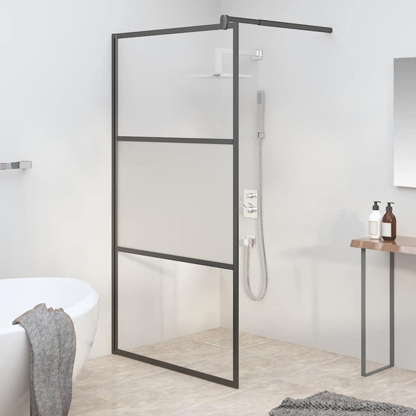 Walk-in suihkuseinäke 115x195 cm puolihuurrettu ESG-lasi musta