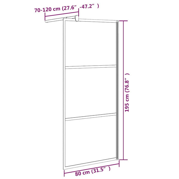 Walk-in suihkuseinäke 80x195 cm huurrettu ESG-lasi musta
