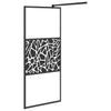 Walk-in suihkuseinäke 90x195 cm ESG-lasi kivikuvioinnilla musta