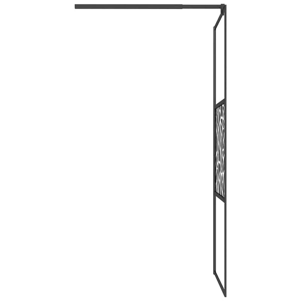 Walk-in suihkuseinäke 90x195 cm ESG-lasi kivikuvioinnilla musta