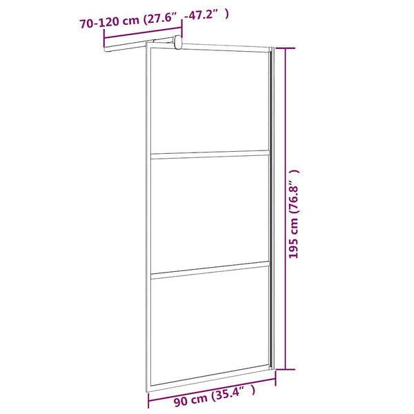 Walk-in suihkuseinäke 90x195 cm ESG-lasi kivikuvioinnilla musta