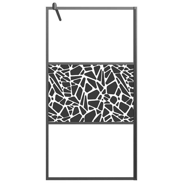 Walk-in suihkuseinäke 100x195cm ESG-lasi kivikuvioinnilla musta