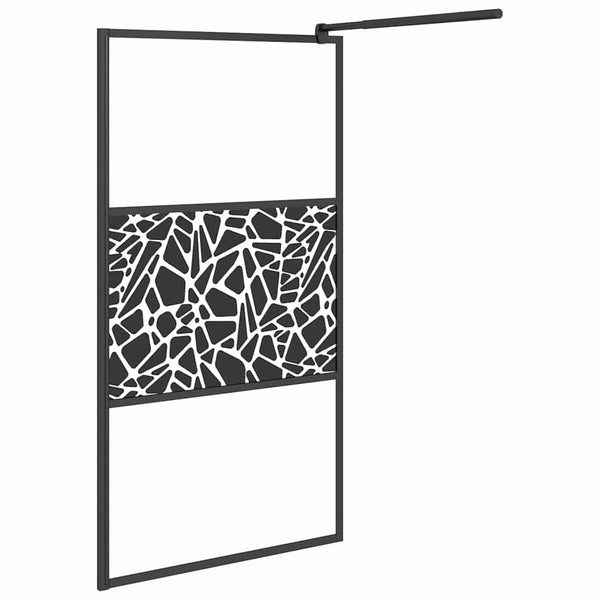 Walk-in suihkuseinäke 100x195cm ESG-lasi kivikuvioinnilla musta