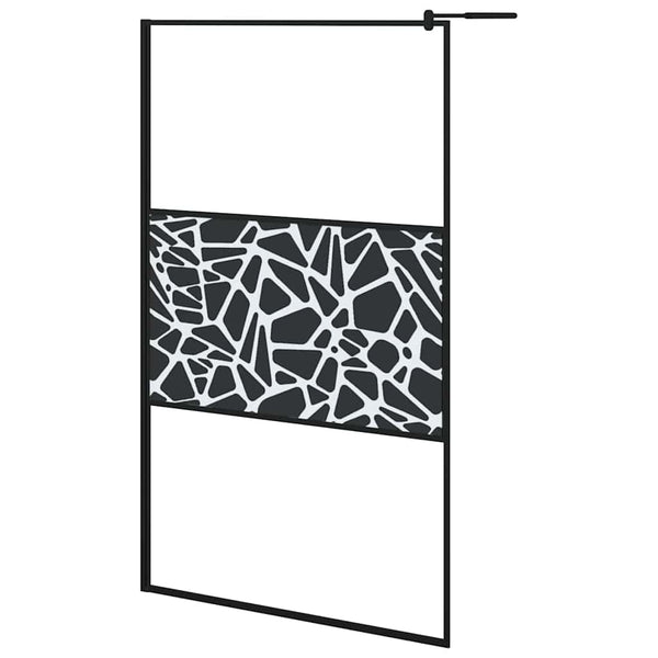 Walk-in suihkuseinäke 115x195cm ESG-lasi kivikuvioinnilla musta