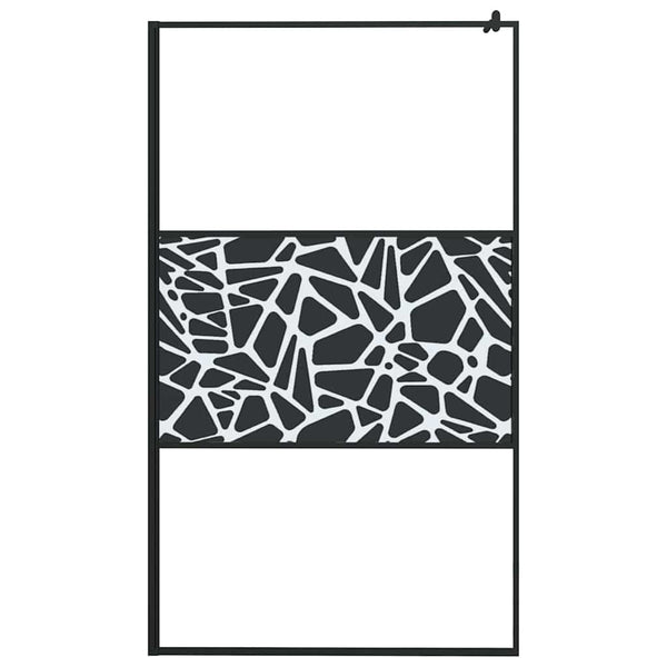 Walk-in suihkuseinäke 115x195cm ESG-lasi kivikuvioinnilla musta