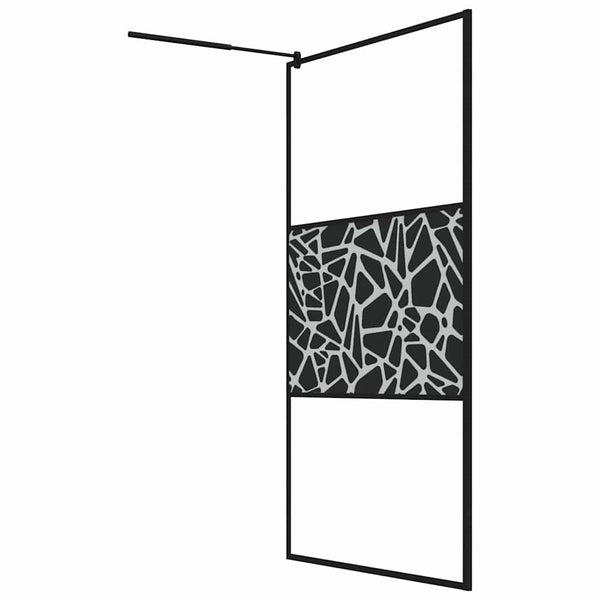 Walk-in suihkuseinäke 115x195cm ESG-lasi kivikuvioinnilla musta