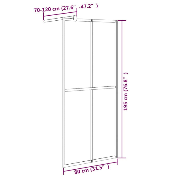Walk-in suihkuseinäke 80x195 cm tumma karkaistu lasi
