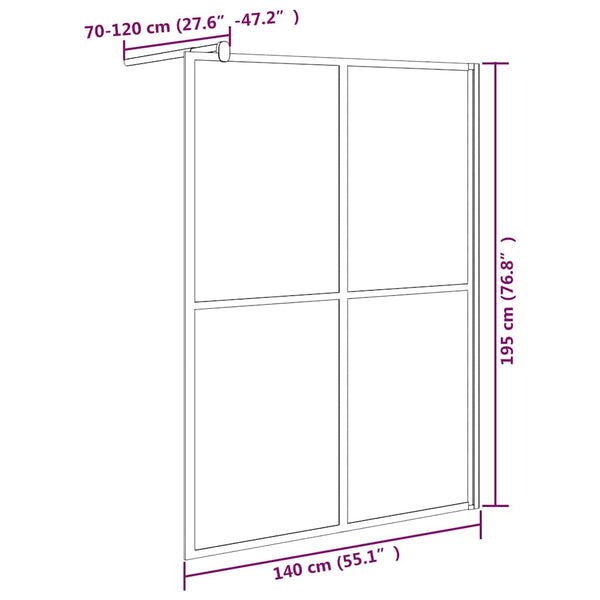Walk-in suihkuseinäke 145x195 cm tumma karkaistu lasi