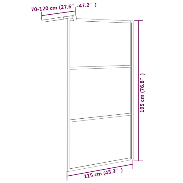 Walk-in suihkuseinäke 115x195 cm tumma ESG-lasi musta