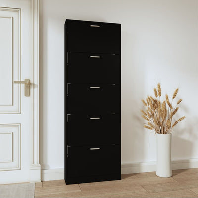 Kenkäkaappi musta 59x17x169 cm tekninen puu