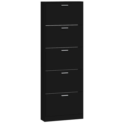 Kenkäkaappi musta 59x17x169 cm tekninen puu