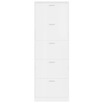 Kenkäkaappi korkeakiilto valkoinen 59x17x169 cm tekninen puu