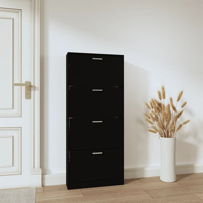 Kenkäkaappi musta 59x17x150 cm tekninen puu