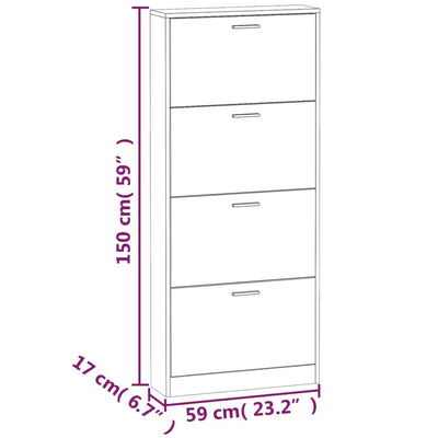 Kenkäkaappi musta 59x17x150 cm tekninen puu