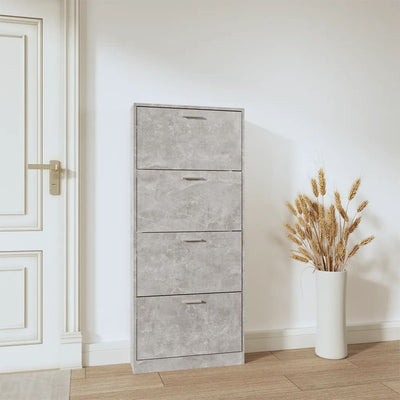 Kenkäkaappi betoninharmaa 59x17x150 cm tekninen puu