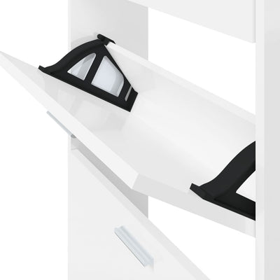 Valkoinen kenkäkaappi Wilinger 59x17x150cm (korkeakiilto, puinen)