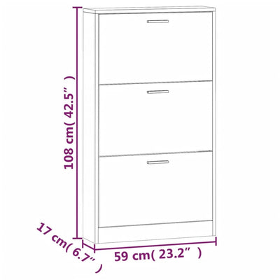 Kenkäkaappi harmaa Sonoma 59x17x108 cm tekninen puu