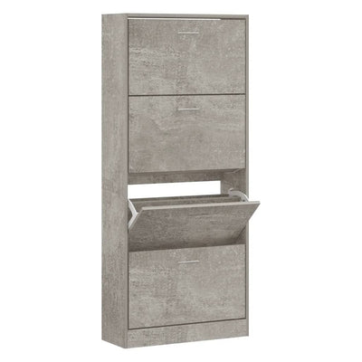 Kenkäkaappi betoninharmaa 63x24x147 cm tekninen puu