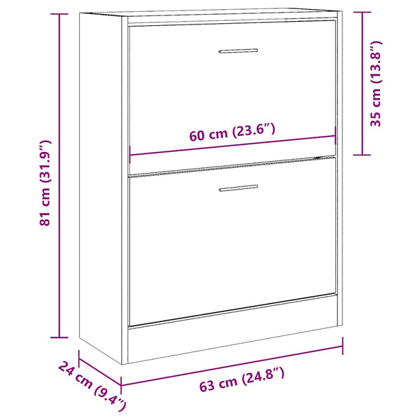 Kenkäkaappi betoninharmaa 63x24x81 cm tekninen puu