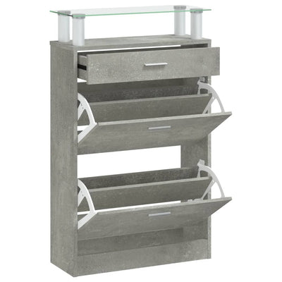 Kenkäkaappi betoninharmaa 63x24x104 cm tekninen puu
