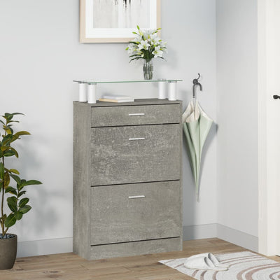 Kenkäkaappi betoninharmaa 63x24x104 cm tekninen puu