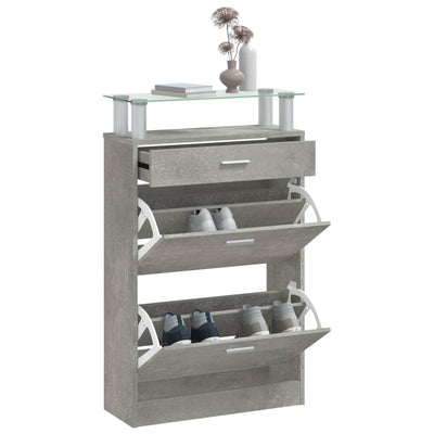 Kenkäkaappi betoninharmaa 63x24x104 cm tekninen puu
