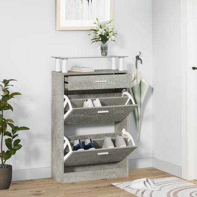 Kenkäkaappi betoninharmaa 63x24x104 cm tekninen puu