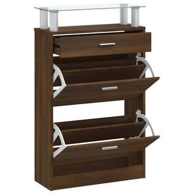 Kenkäkaappi ruskea tammi 63x24x104 cm tekninen puu