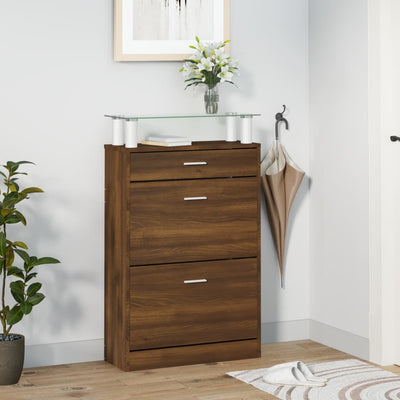 Kenkäkaappi ruskea tammi 63x24x104 cm tekninen puu